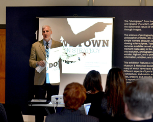 MassDevelopment Transformative Development Initiative fellow Joseph Mulligan speaks at Lynn Museum on Thursday.