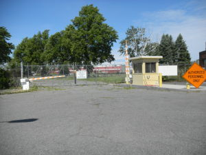 The River Works entrance off the Lynnway is heavily secured but city planners see it becoming a public entranceway to future development on former gear plant land.